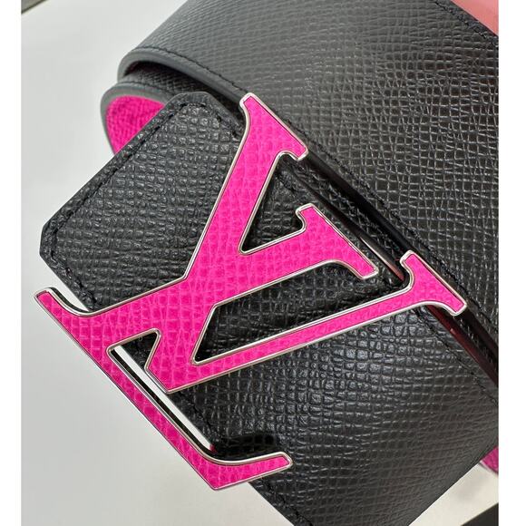 Louis Vuitton Pink LV Initial Reversible Belt Pink & Black Leather 95/38 - Picture 7 of 10